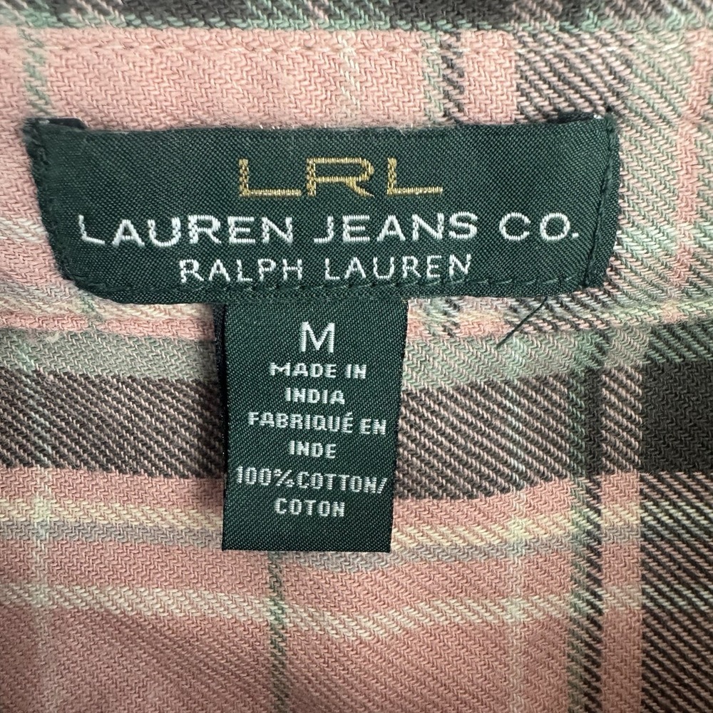 Lauren Jeans Co‎ Plaid Flannel Shirt Pink Black Button Up Cotton M - Picture 3 of 9